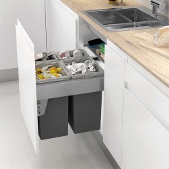 Cubo de basura extraíble para armario de cocina de ancho 25mm con 1 cubo de 30  litros