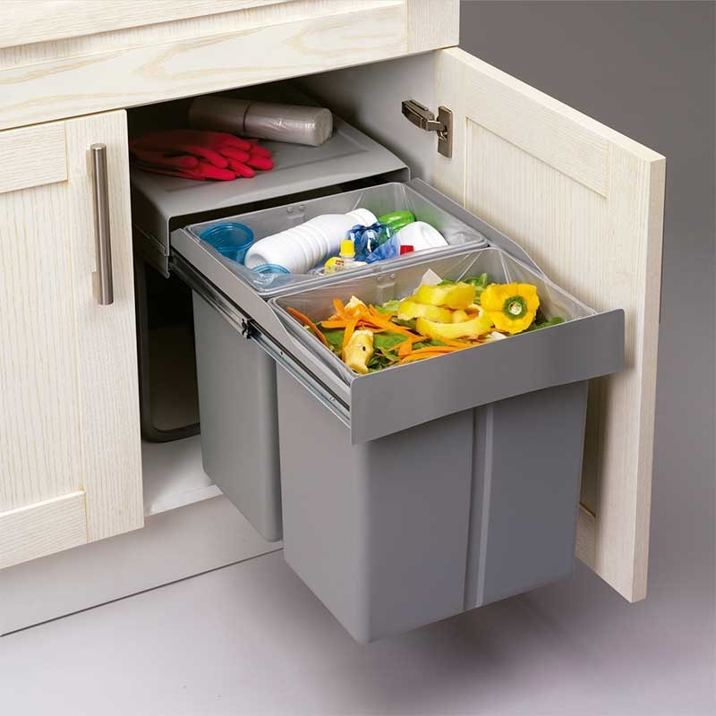 Cubo de basura extraíble para armario de cocina de ancho 255mm con
