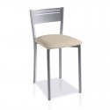 Taburete Cocina Cromo Mate con Respaldo y Asiento de Polipiel 7952