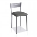 Taburete Cocina Cromo Mate con Respaldo y Asiento de Polipiel 7952