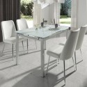 Mesa Cocina-Comedor Cristal Alas Extensibles 76x120~180x80 cm