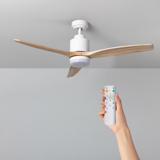 Ventilador de Techo Mersin Blanco Madera 132cm Motor DC con Luz