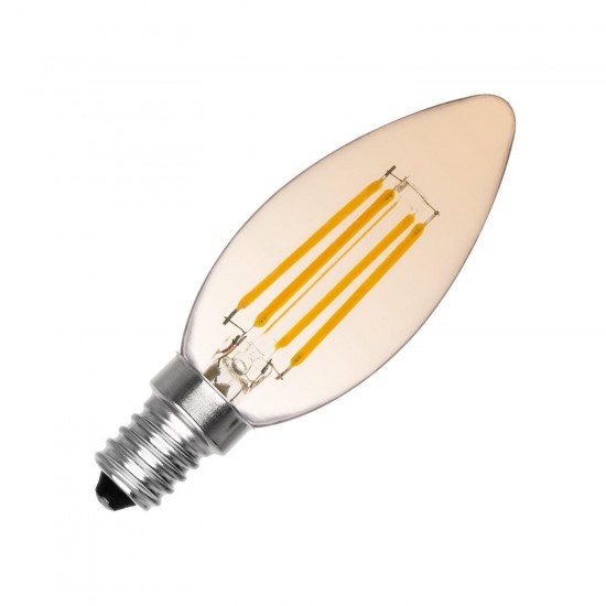 Bombilla Filamento LED E14 6W 600 lm Regulable C35 Vela Gold 2700K