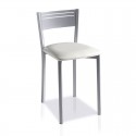 Taburete Cocina Cromo Mate con Respaldo y Asiento de Polipiel 7952