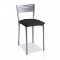 Taburete Cocina Cromo Mate con Respaldo y Asiento de Polipiel 7952