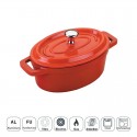 Cacerola Roja Mini Oval con Tapa Fundición