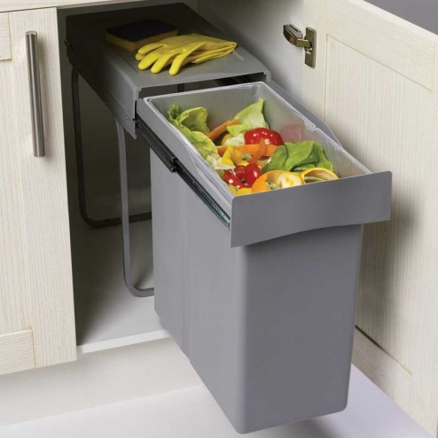 Cubo de basura para el reciclaje, 40 litros, ECOBOX-TOP