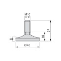 Pie Nivelador con Base Circular M10 D. 43 mm (10 uds)